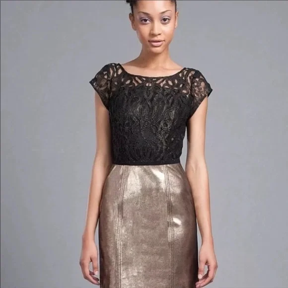 Tracy Reese Dresses | Frock By Tracy Reese Morgan Dress Gold Leather And Black Lace Sz 6 | Color: Black/Gold | Size: 6 | Jessicac90210's Closet Tracy Reese Dresses | Frock By Tracy Reese Morgan Dress Gold Leather And Black Lace Sz 6 | Color: Black/Gold | Size: 6 | Jessicac90210's Closet